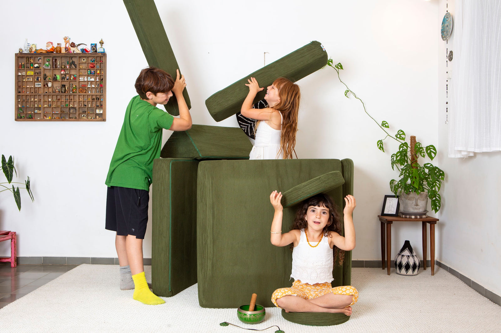 סט בדים ספפי בגודל רגיל קורדרוי ירוק זית